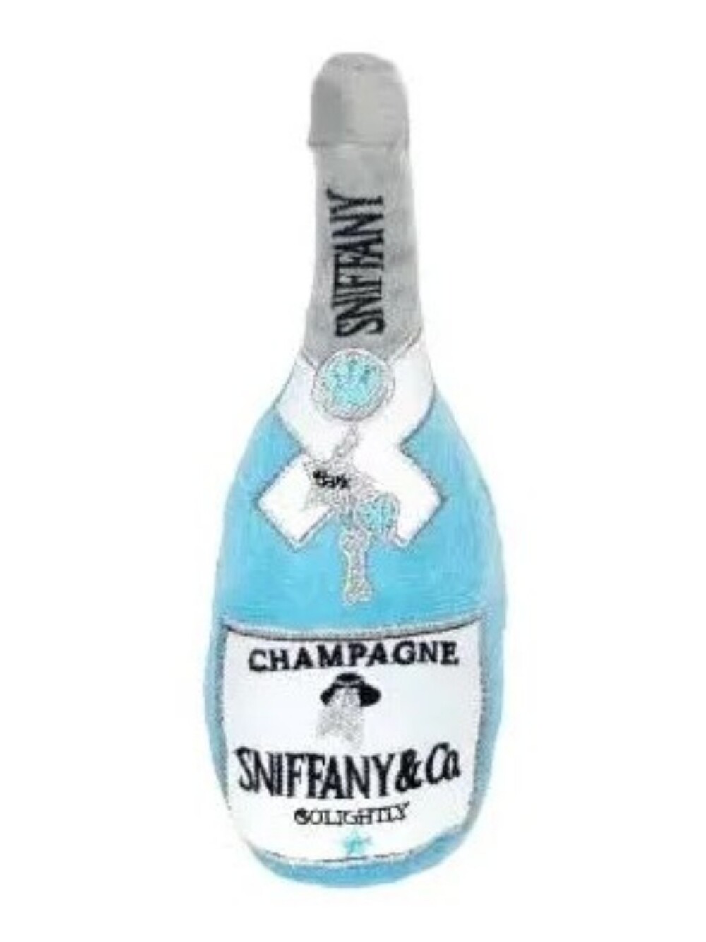 Sniffany & Co Blue Champagne Bottle Plush SQUEAK DOG TOY
